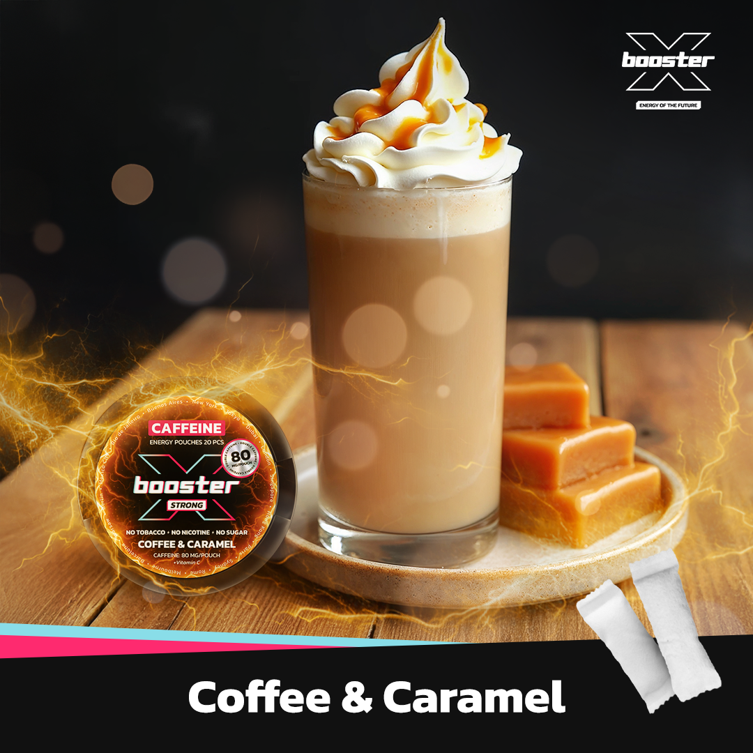 X-Booster Coffee & Caramel energy pouches